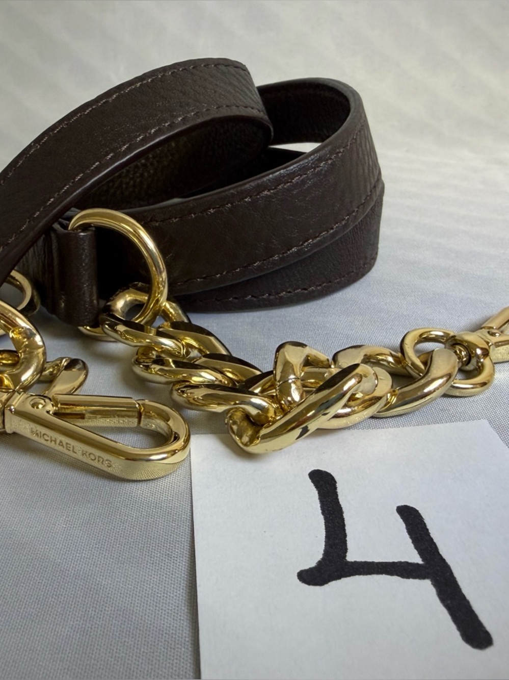 Michael Kors Leather  Shoulder Strap with Gold Chain - Picture 5 of 6